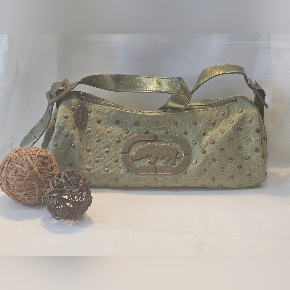 Chic Olive Green Ecko Studded Shoulder Bag